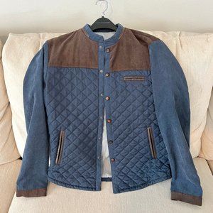 Blue and Brown Westport Quilted Bomber Jacket - Large